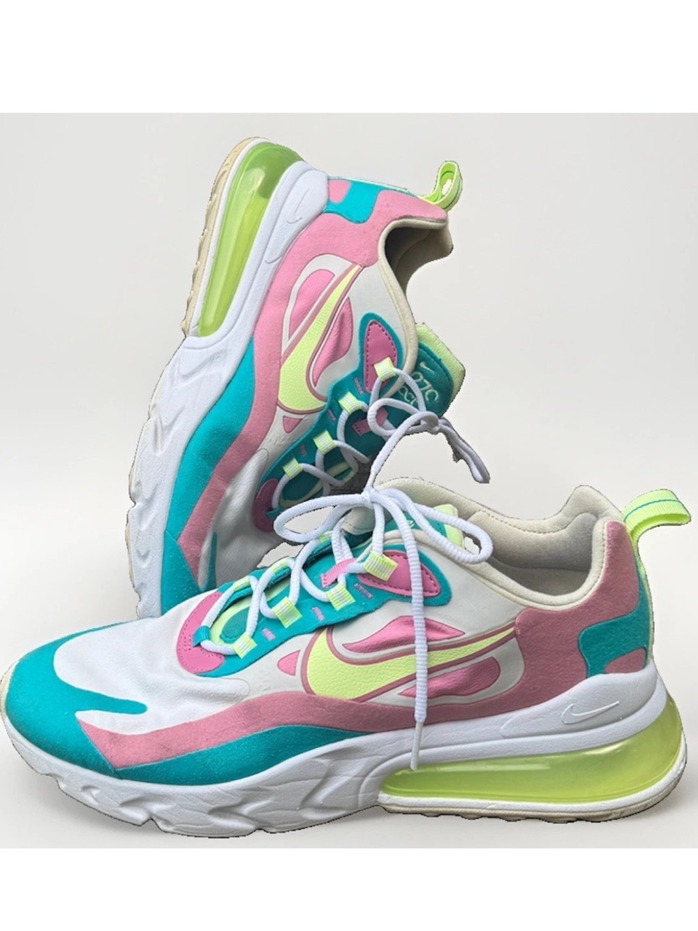 (10) NIKE Women Air Max 270 React Pastel Barely Volt Running Shoe Cw7015-100